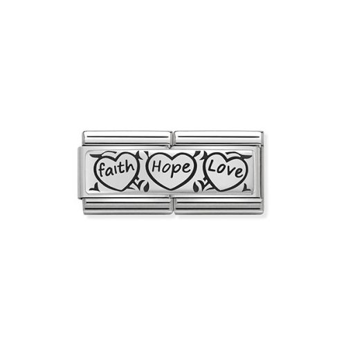 COMPOSABLE Classic DOUBLE ENGRAVED ezüst charm Faith Hope Love